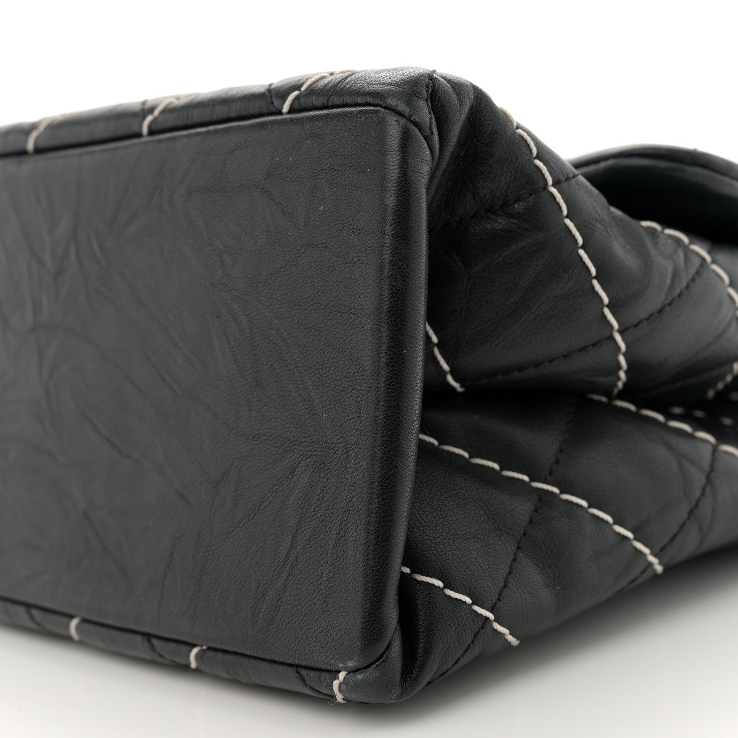 Chanel Aged Calfskin Chevron Stitched Quilted Flap Black 10 of 11