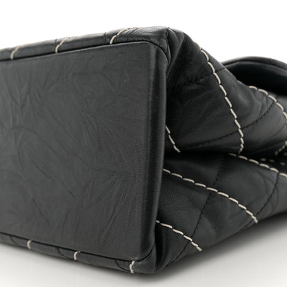 Chanel Aged Calfskin Chevron Stitched Quilted Flap Black 10 of 11