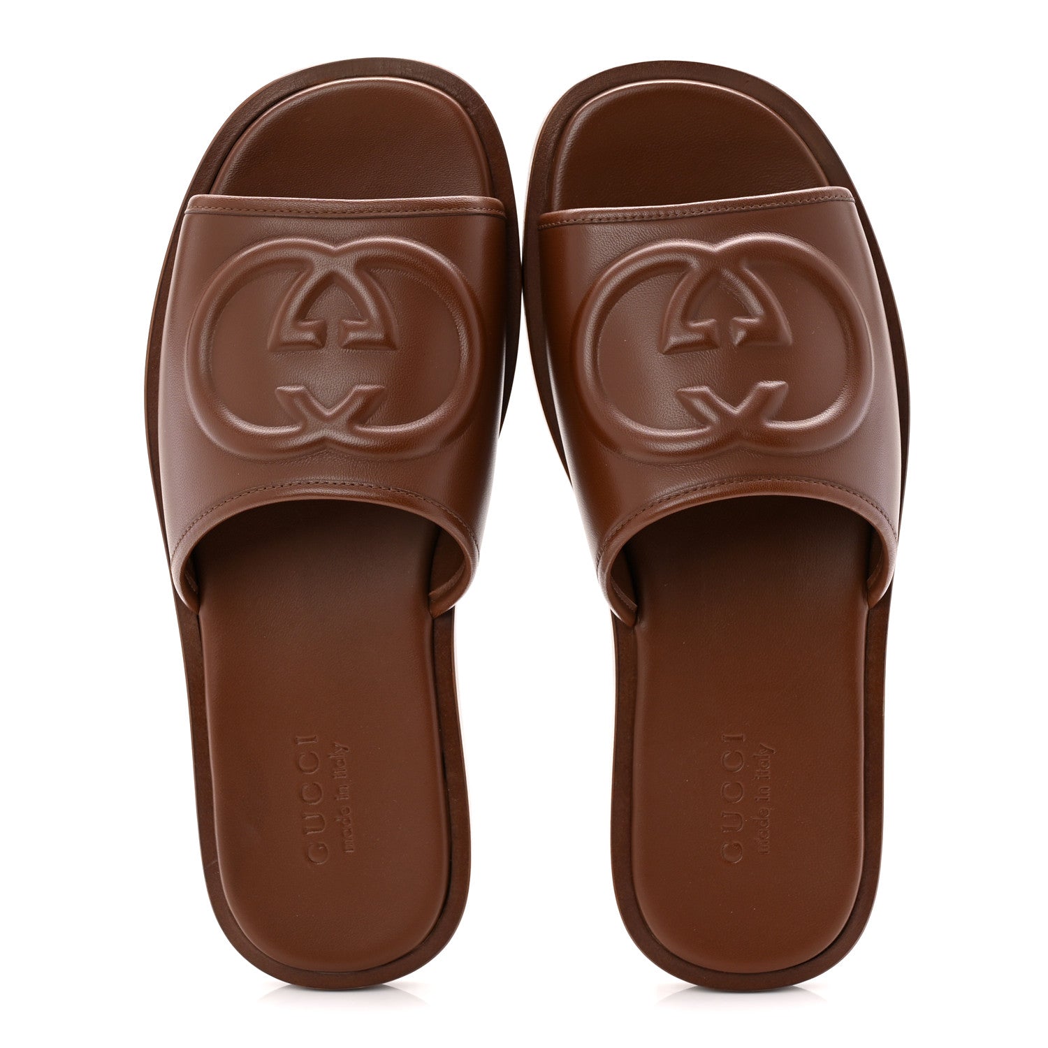 Gucci Nappa Samoa Interlocking G Mens Slide Sandals 9 Olivier