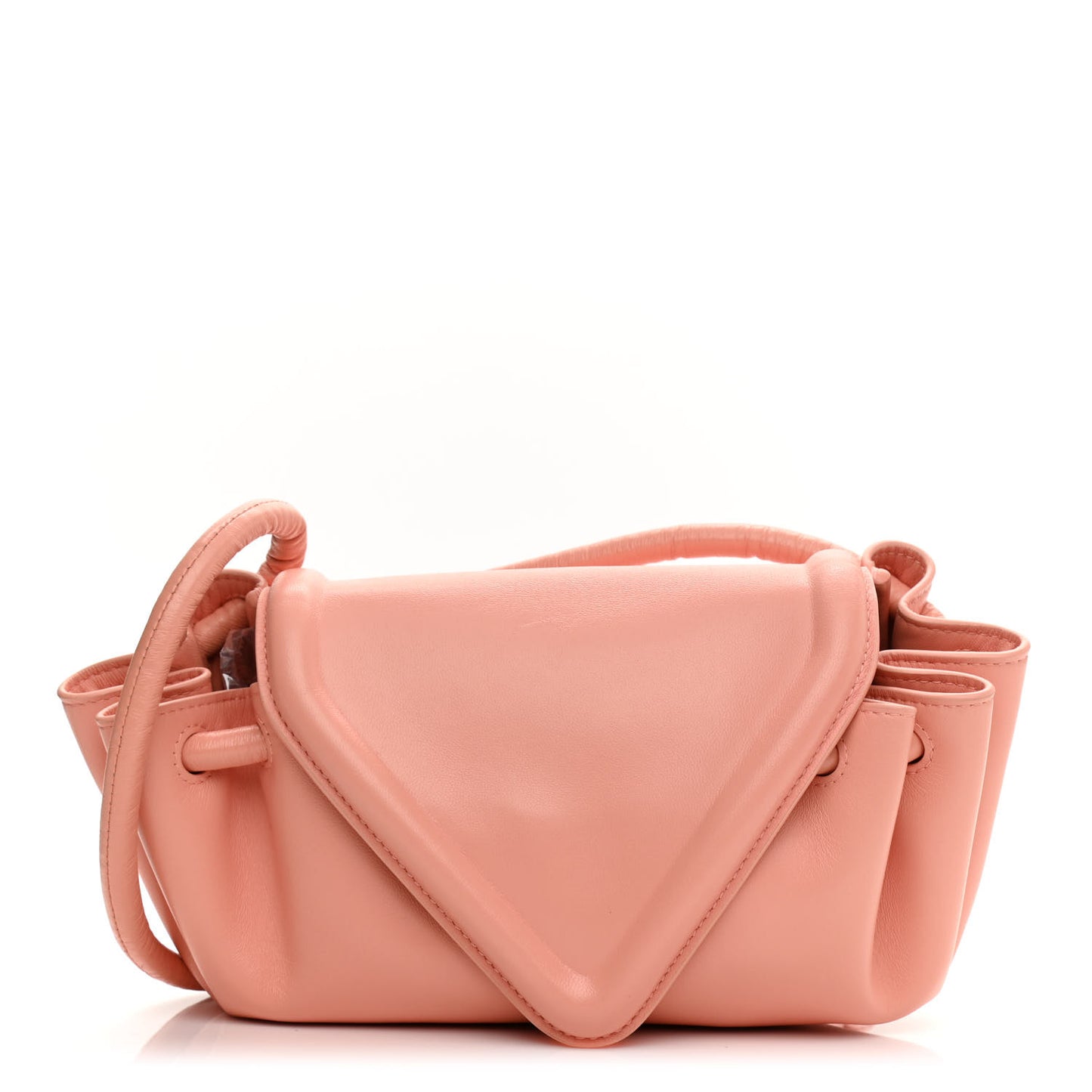 Lambskin Small Beak Triangle Flap Shoulder Bag Peachy Silver