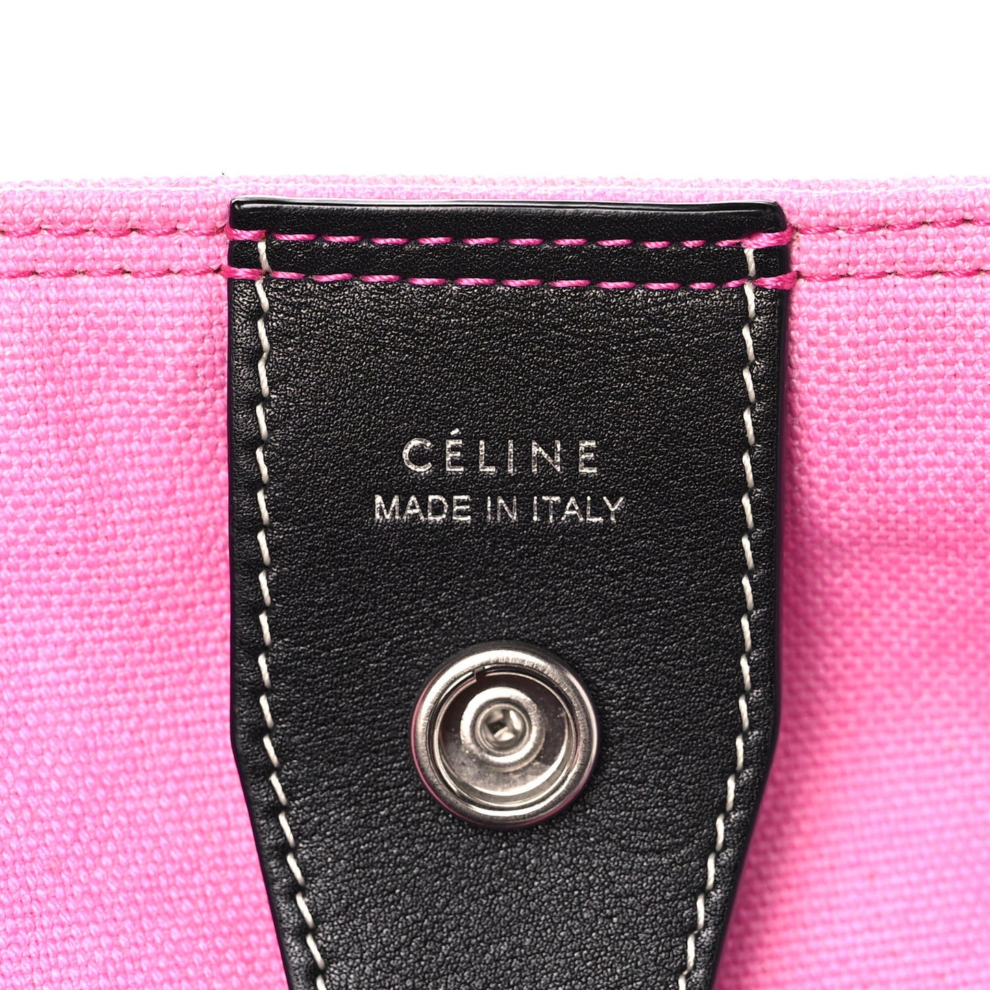 Canvas Smooth Calfskin Frame Tote Black Pink White