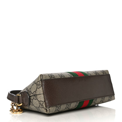 Gucci GG Supreme Monogram Textured Dollar Calfskin Web Small Ophidia Dome Shoulder Bag Beige Ebony New Acero 4 of 15