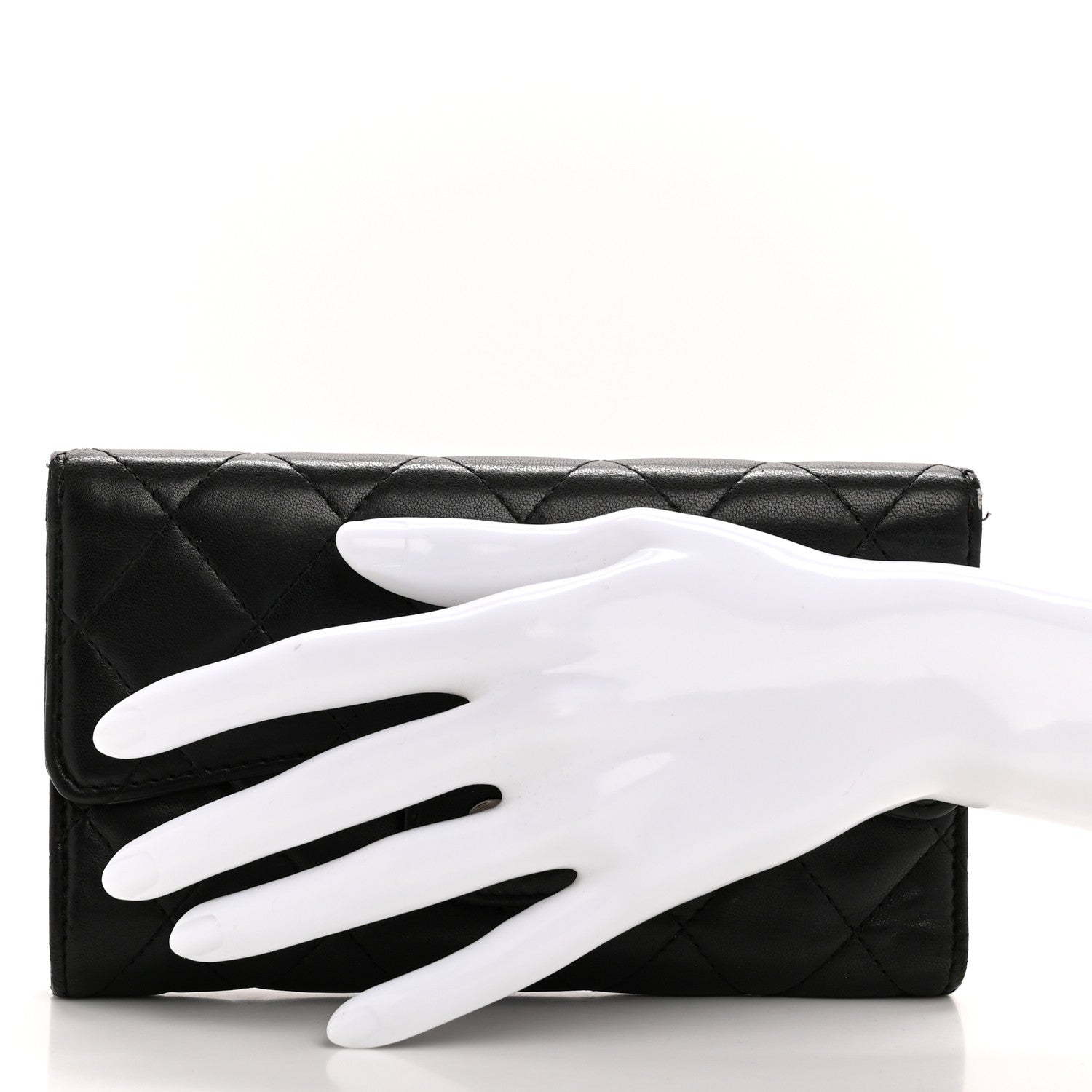 Chanel Lambskin Quilted Large Flap Wallet Black 2 of 13