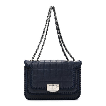 Chanel Aged Calfskin Square Quilted Mademoiselle Crochet Flap Navy 1 of 10