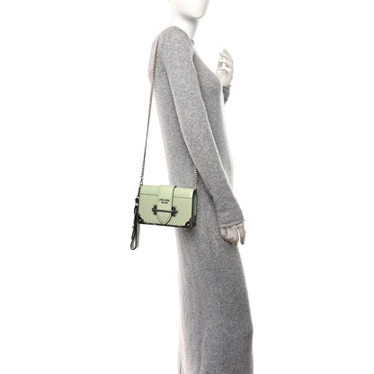 Prada Spazzolato Soft Calf Cahier Chain Wristlet Acqua 2 of 9