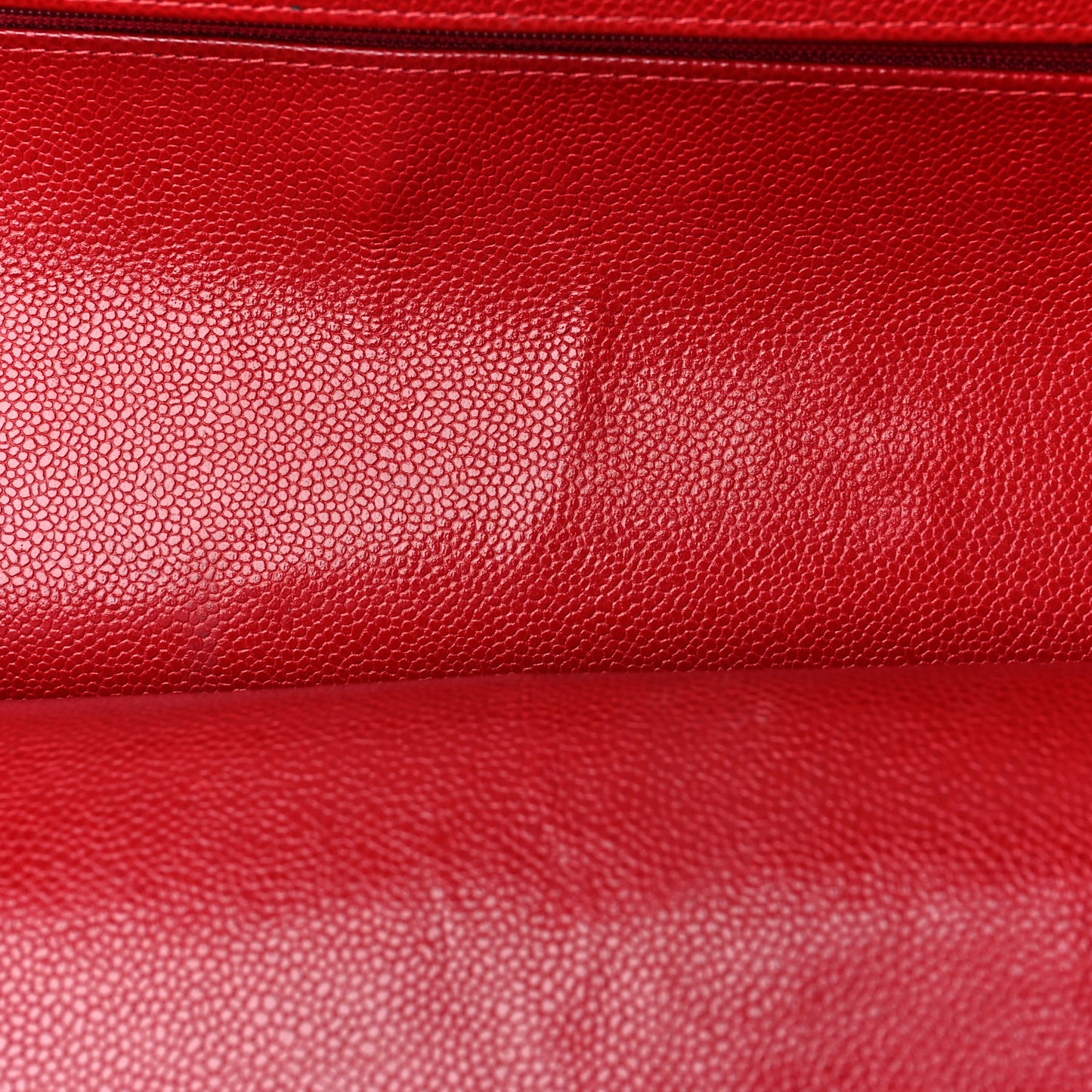 Caviar Chevron Quilted Jumbo Double Flap Dark Red