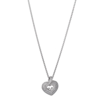 Chopard 18K White Gold Happy Diamonds Icons Pave Heart Pendant Necklace 1 of 6