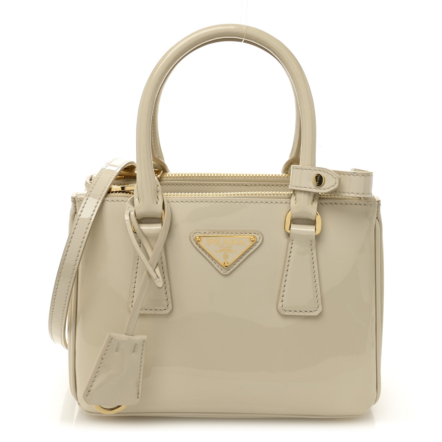 Prada Vernice Mini Galleria Double Zip Tote Avorio 1 of 10