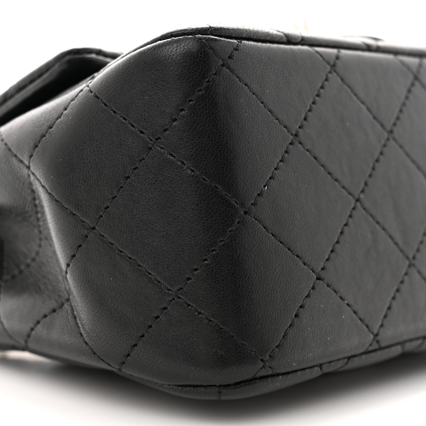Lambskin Quilted Mini Square Flap Black