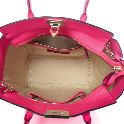 Valentino Garavani Vitello Rockstud Double Handle Tote Fuxia Fluo 6 of 10