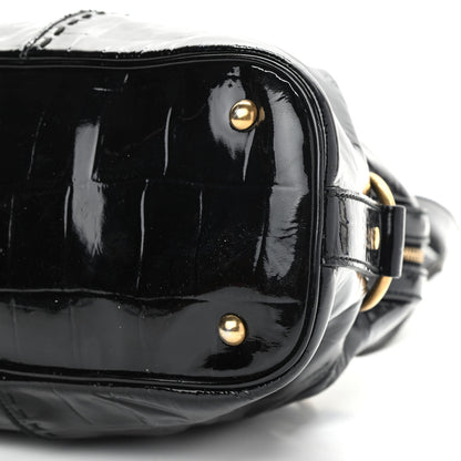 Saint Laurent Crocodile Embossed Patent Large Muse Black 9 of 16