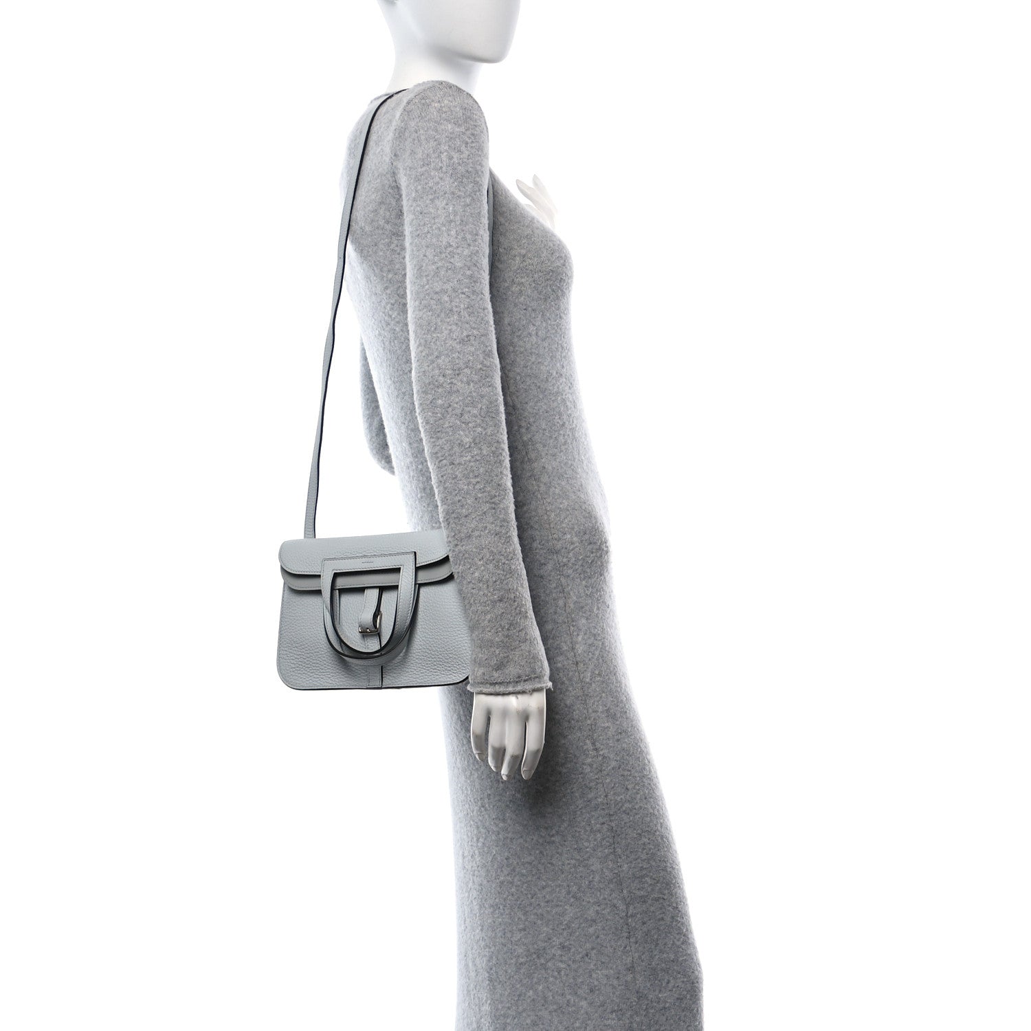 Hermes Taurillon Clemence Halzan 25 Halzan Bleu Pale 1723299