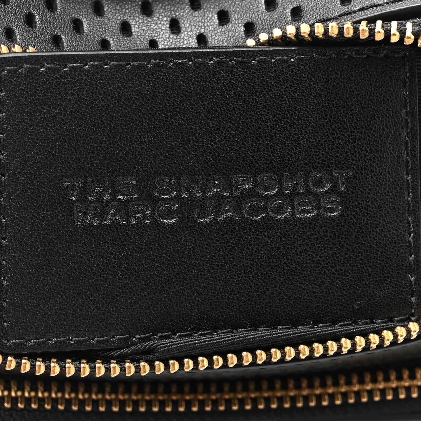 Perforated Calfskin Small Snapshot Camera Bag Black
