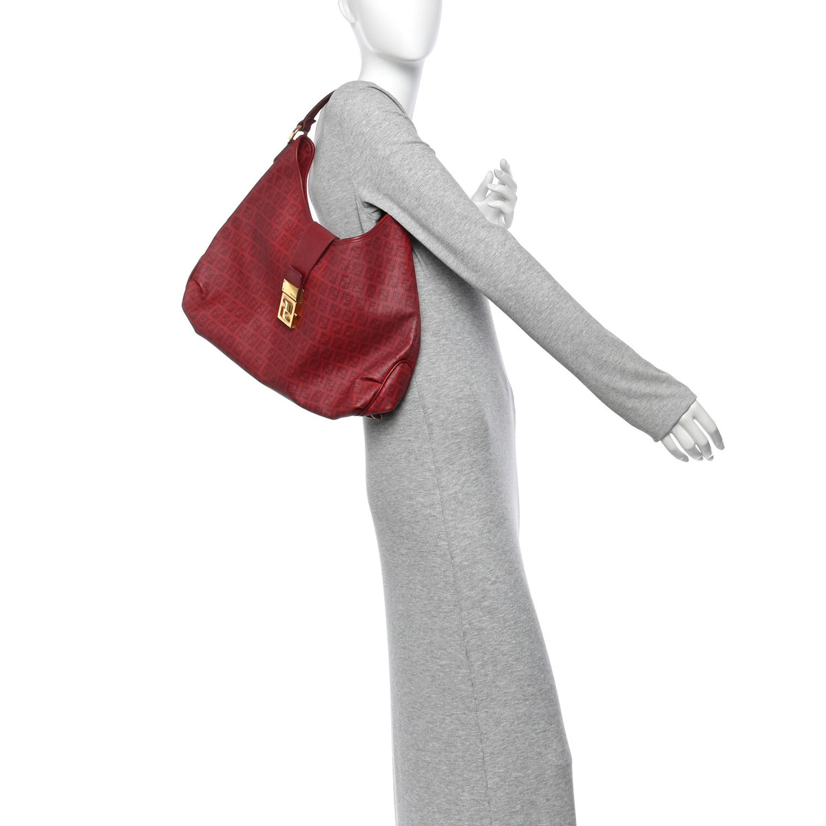 Fendi Zucchino Spalmati Vitello Hobo Bordeaux Rubino 2 of 11