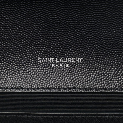 Saint Laurent Grain De Poudre Textured Mixed Matelasse Triquilt Medium Monogram Satchel Black 7 of 9