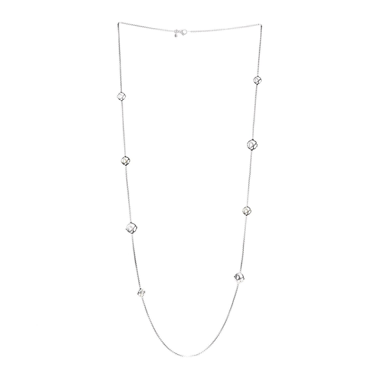Sterling Silver 14K Yellow Gold Logo Station Necklace 36"