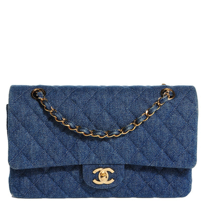 Chanel Denim Quilted Medium Double Flap Navy Blue 1 of 9