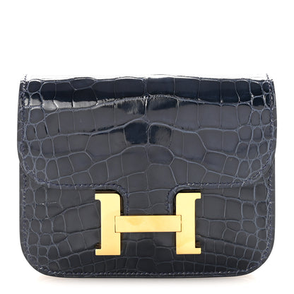 Hermes Shiny Alligator Constance Slim Wallet Bleu Abysse 1 of 7