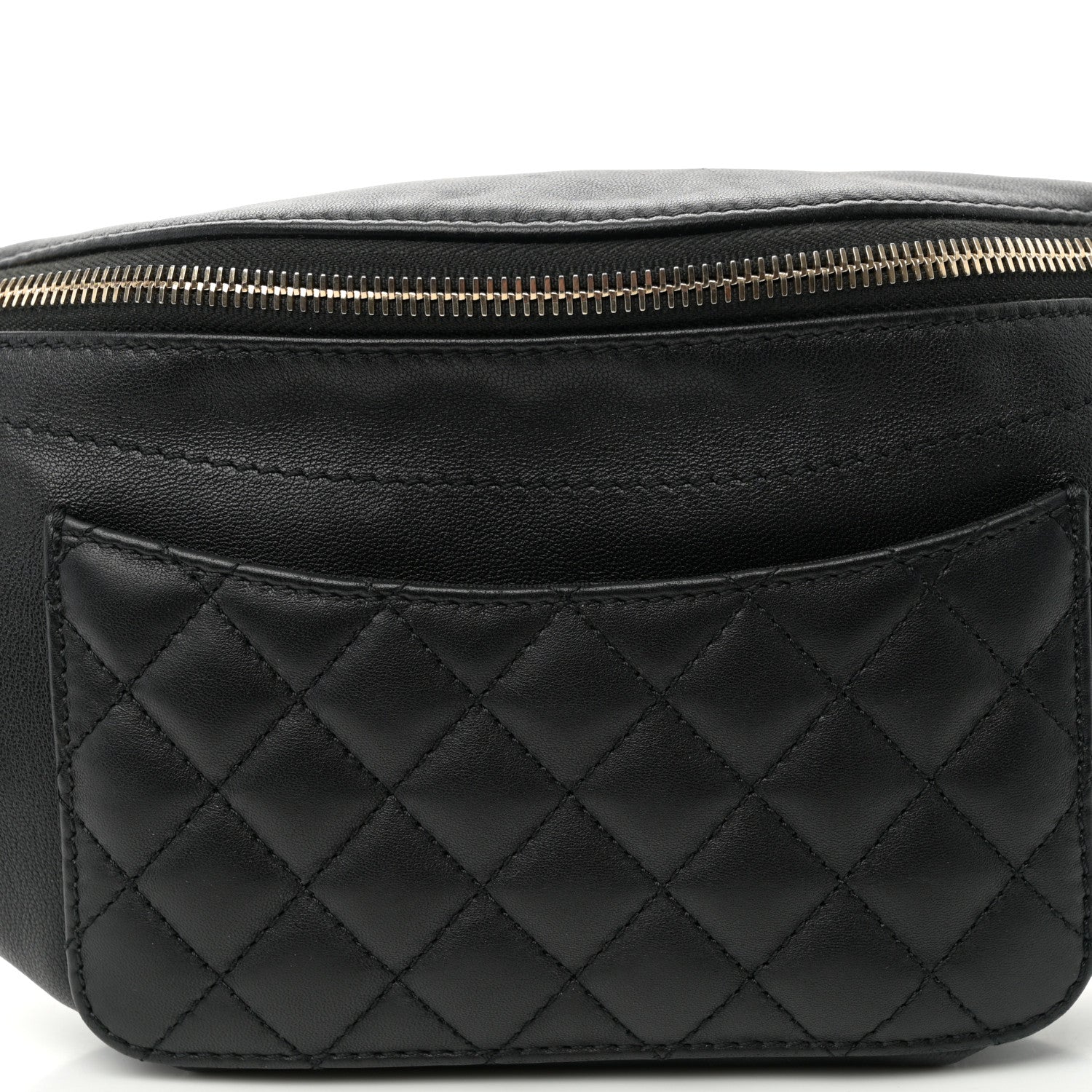 Chanel Lambskin Quilted Waist Bag Fanny Pack Black 8 of 10