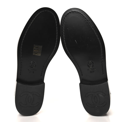 Chanel Shiny Calfskin Logo Loafers 38.5 Black 5 of 9