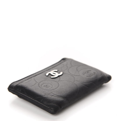 Chanel Lambskin Camellia Embossed Card Holder Black 4 of 9