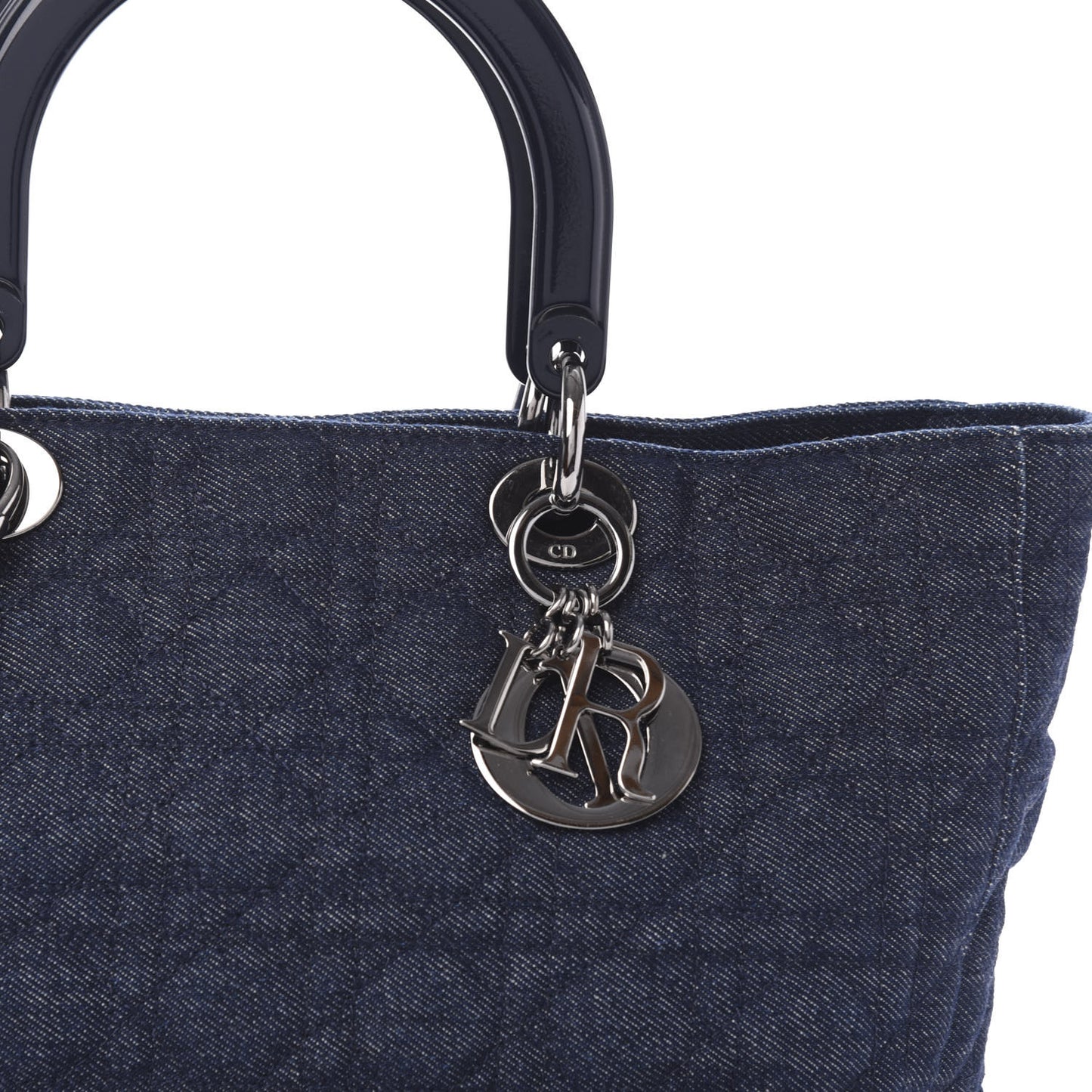 Denim Cannage Large Lady Dior Tote Blue