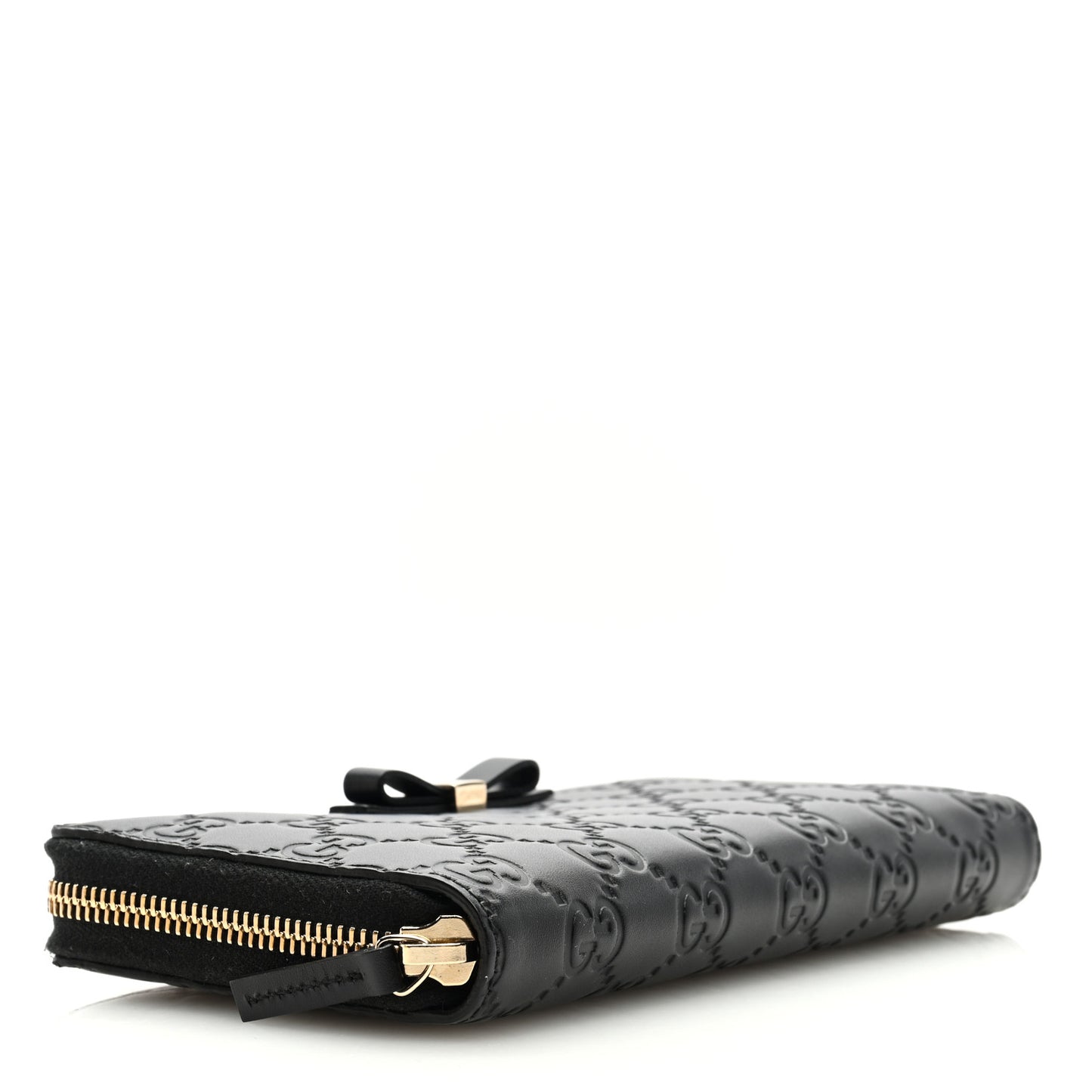 Guccissima Bow Zip Around Wallet Black