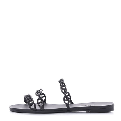 Hermes Rubber Chaine d'Ancre Rivage Sandals 37 Black 1 of 8