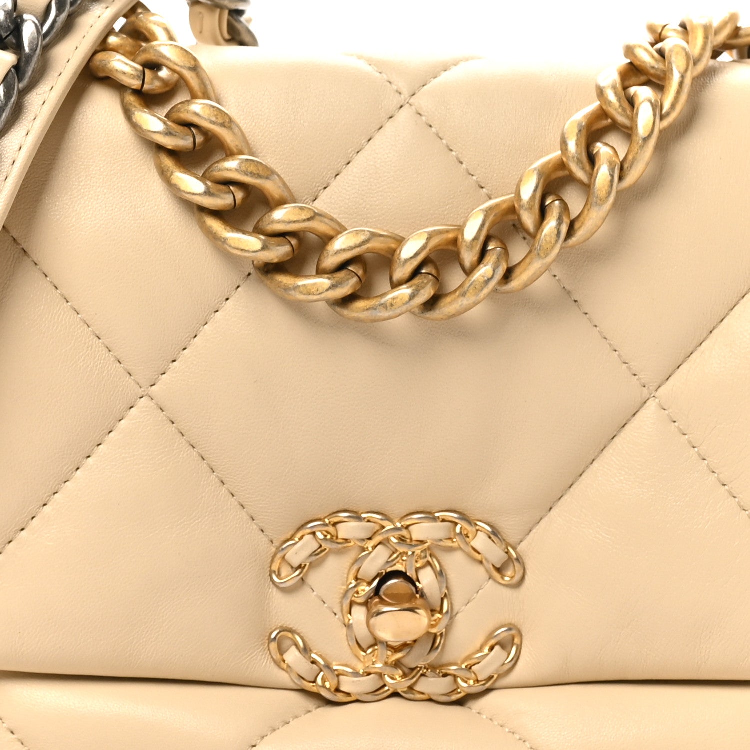 Chanel Lambskin Quilted Medium Chanel 19 Flap Beige 8 of 10