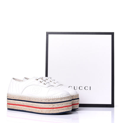 Gucci Nappa Matelasse GG Pilar Flatform Lace-Up Espadrilles 37 Great White 11 of 11