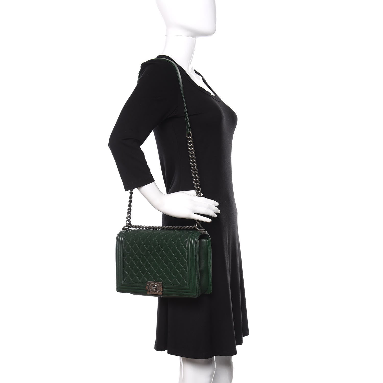 Chanel Lambskin Quilted New Medium Boy Flap Green 3 of 11