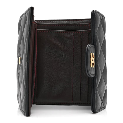 Chanel Lambskin Quilted Compact Flap Wallet Black 5 of 12