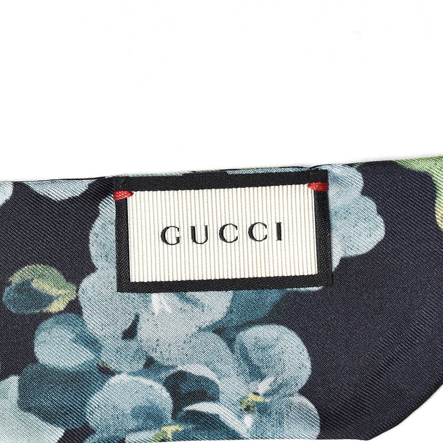 Gucci Silk Bloomy Print Neck Bow Scarf Midnight Blue 3 of 3