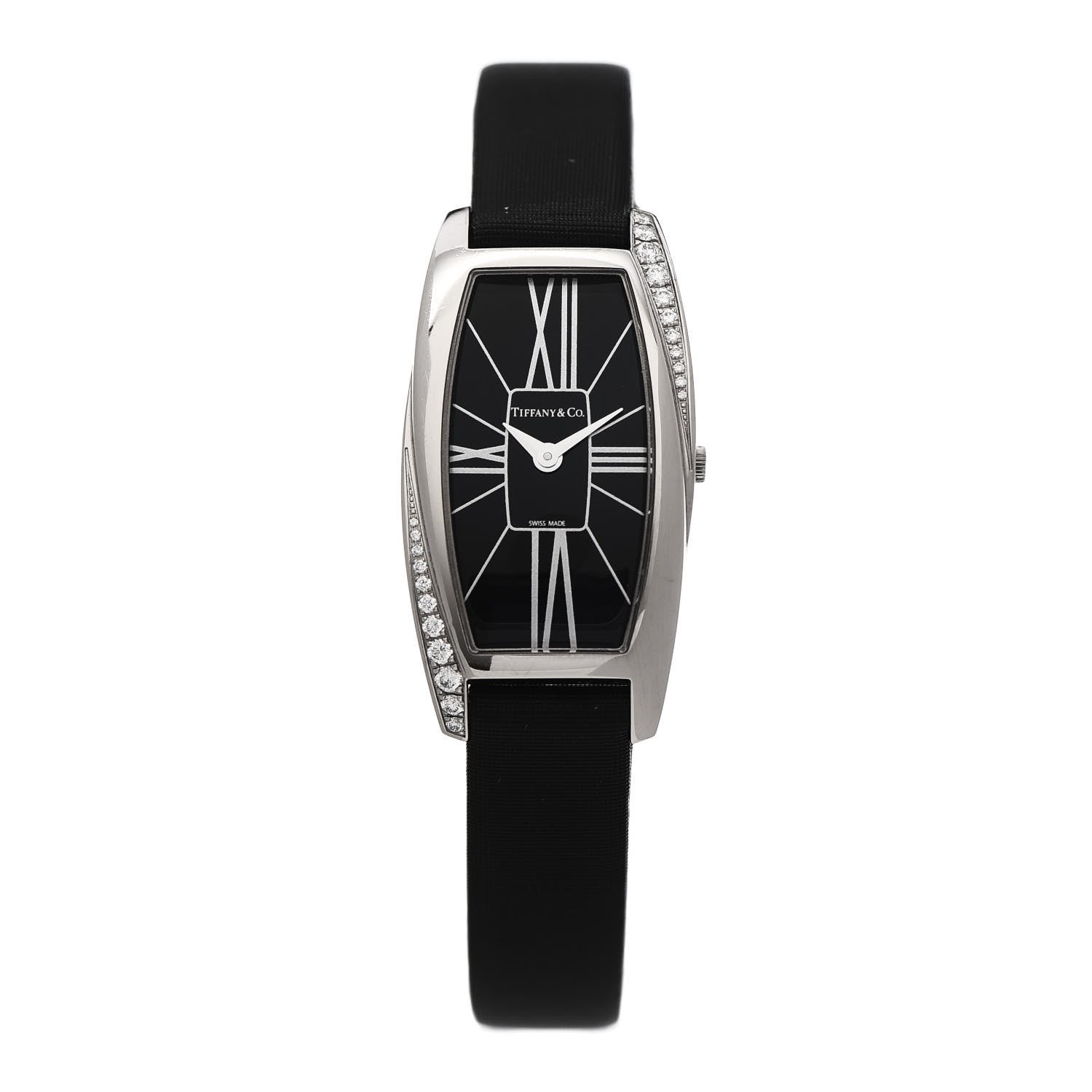 Tiffany Stainless Steel Satin Diamond 22mm Gemea Quartz Watch Black 1 of 5
