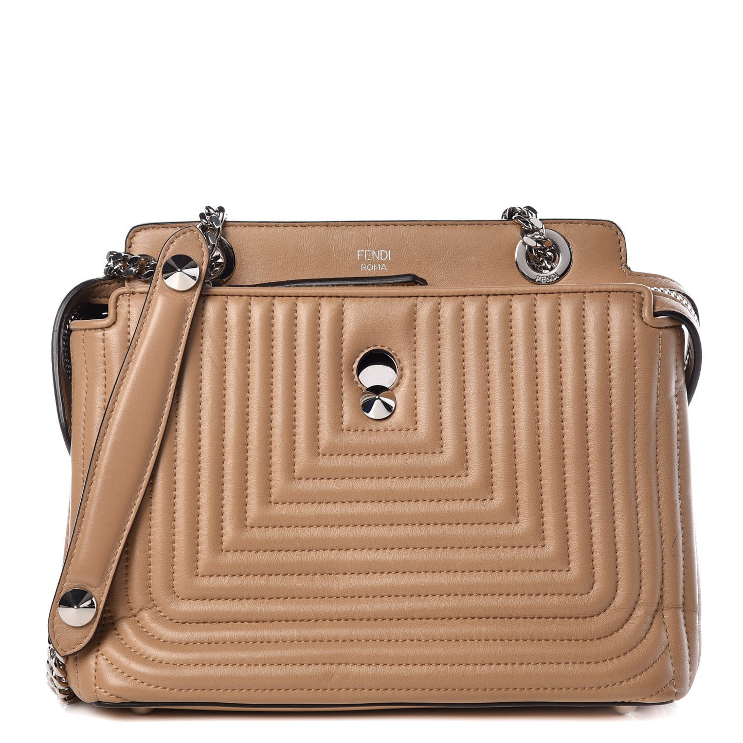 Shiny Nappa Trapuntata Small DotCom Click Chain Satchel Cuoio