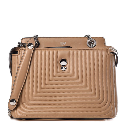 Fendi Shiny Nappa Trapuntata Small DotCom Click Chain Satchel Cuoio 1 of 13