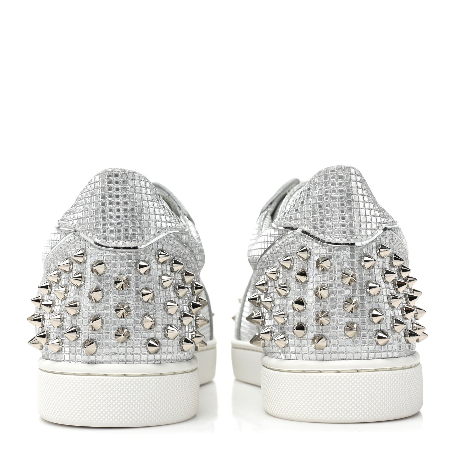 Glitter Metallic Calfskin Spikes Vieira 2 Flat Sneakers 40 Silver