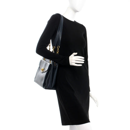 Chanel Caviar Flap Shoulder Bag Navy 2 of 8