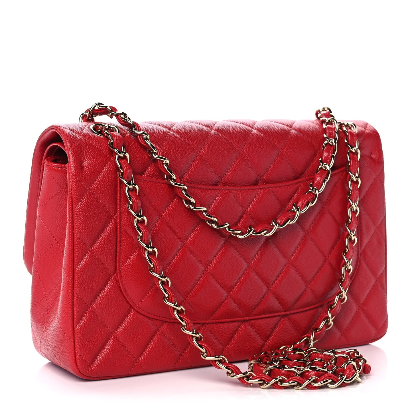 Caviar Quilted Jumbo Double Flap Red