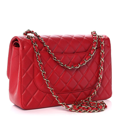 Chanel Caviar Quilted Jumbo Double Flap Red 3 of 11