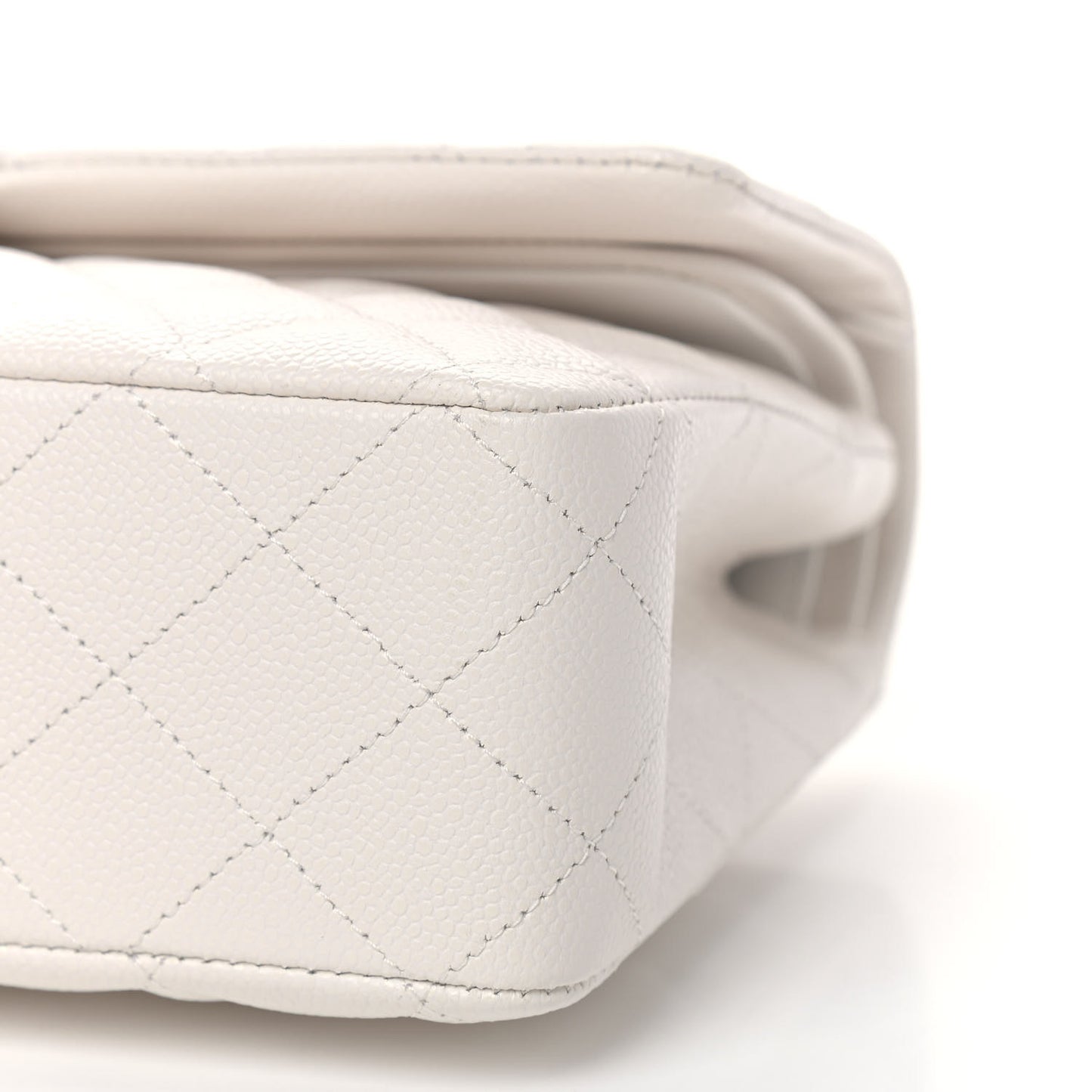 Caviar Quilted Medium Double Flap White