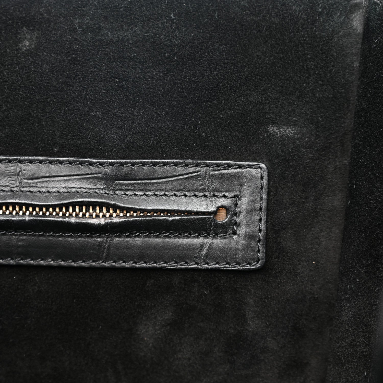 Celine Calfskin Crocodile Embossed Medium Phantom Luggage Black 10 of 17