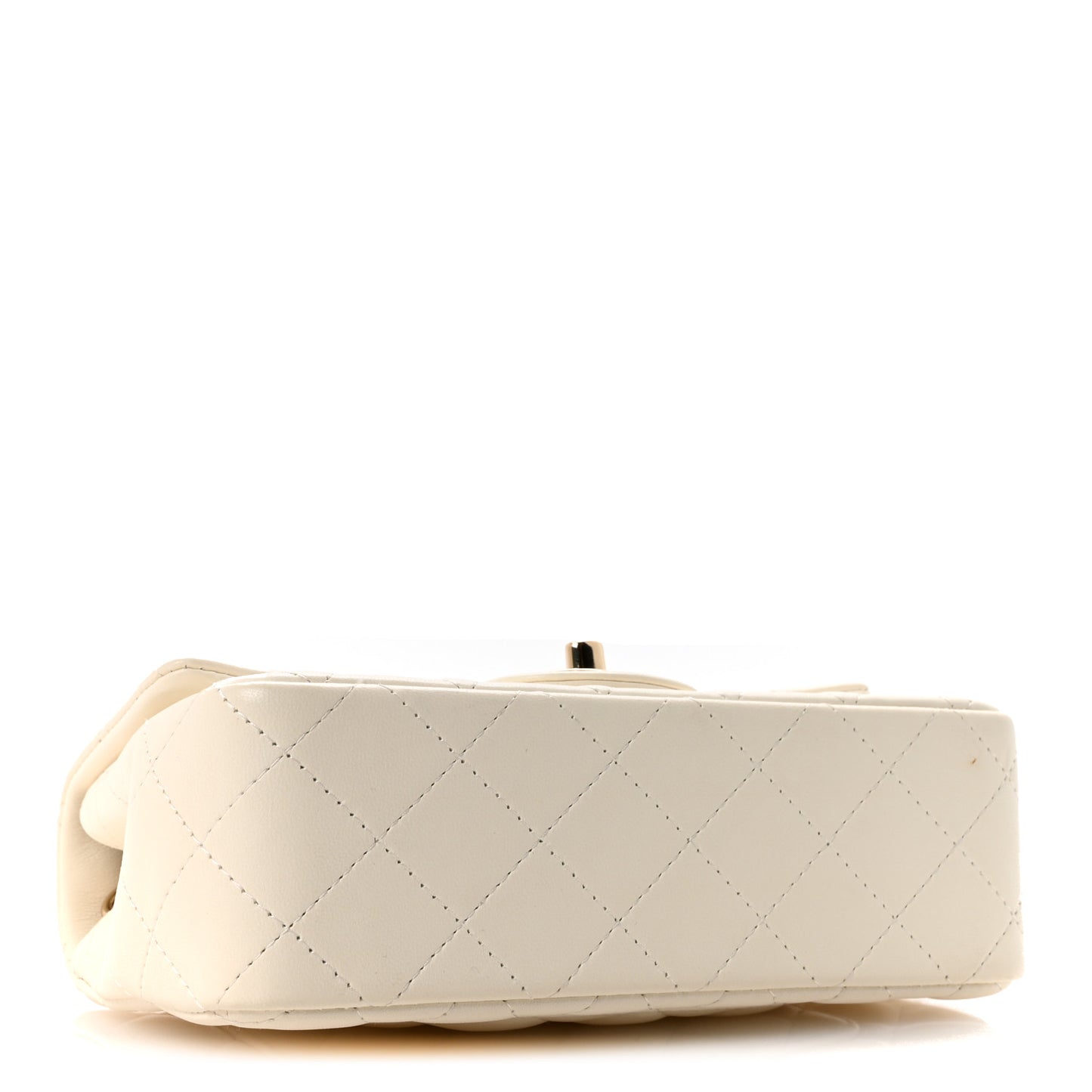 Lambskin Quilted Mini Rectangular Flap White