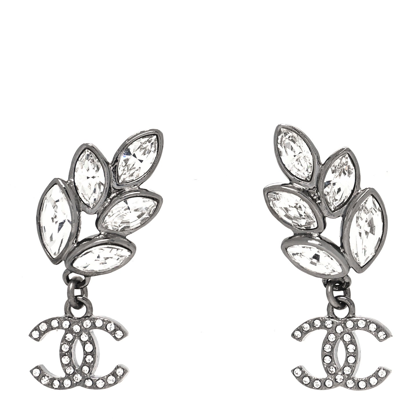 Crystal Sparkling Wheat CC Drop Earrings Silver