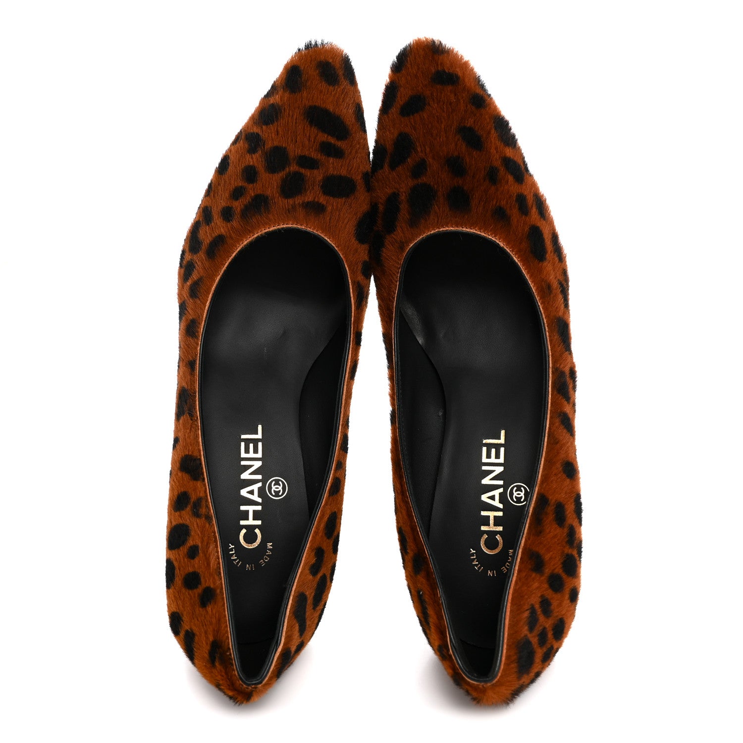 Chanel Pony Hair Lambskin Pumps 40 Brown Black 2 of 10