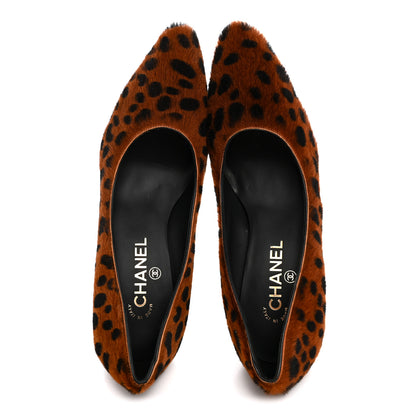 Chanel Pony Hair Lambskin Pumps 40 Brown Black 2 of 10