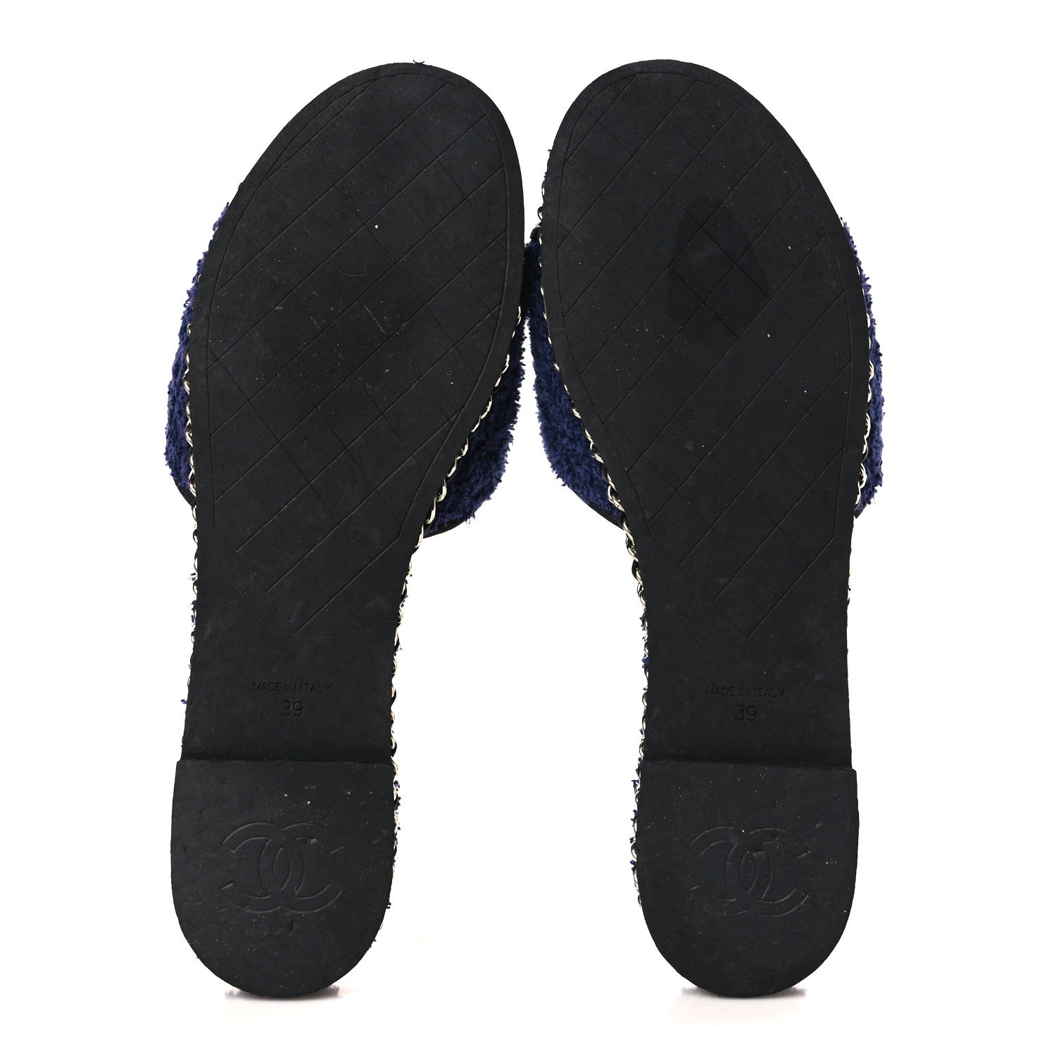 Chanel Terry CC Flat Mules 39 Navy Blue 5 of 7