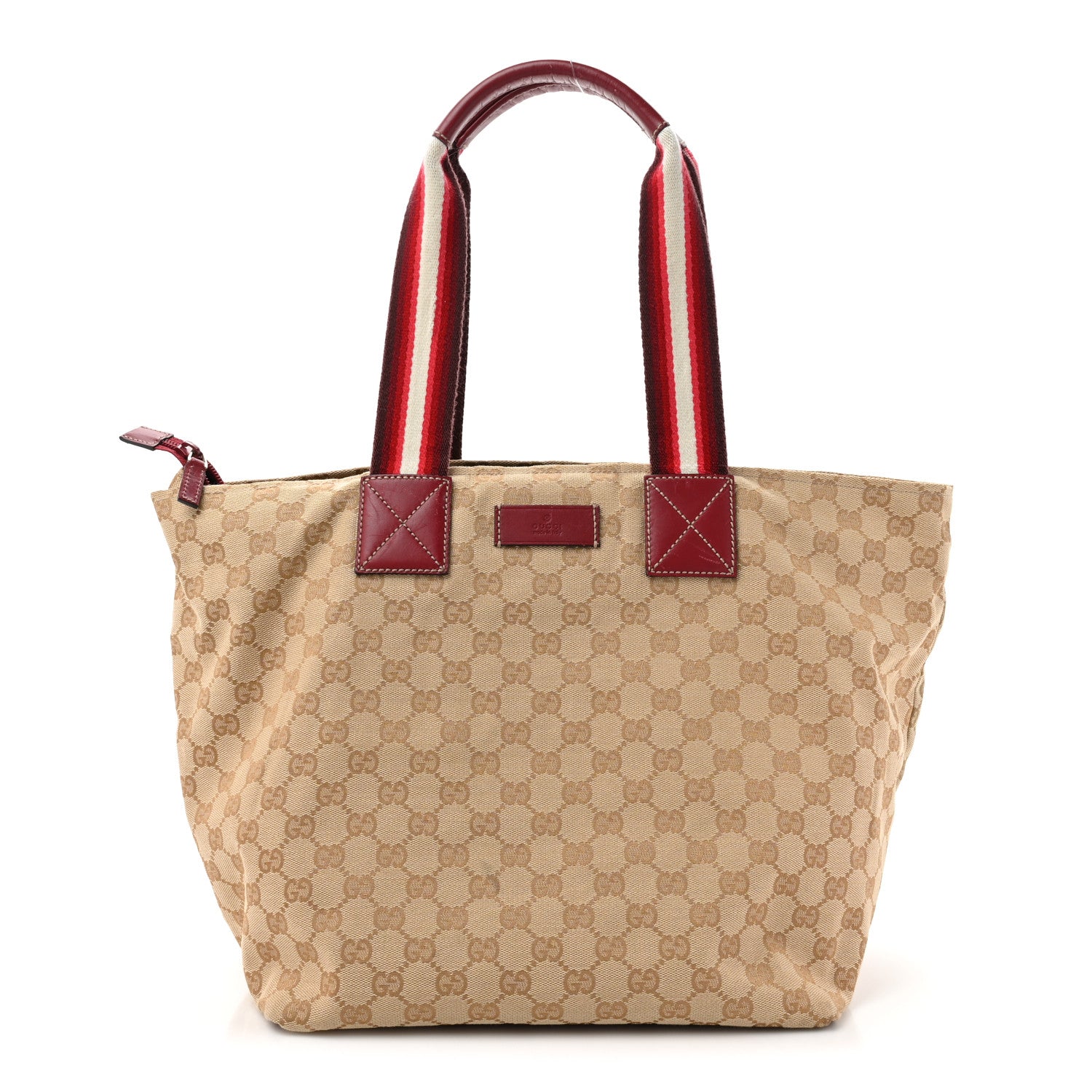 Gucci GG Monogram Large Web Handle Bucket Tote Red 1 of 19