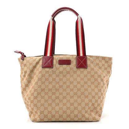 Gucci GG Monogram Large Web Handle Bucket Tote Red 1 of 19