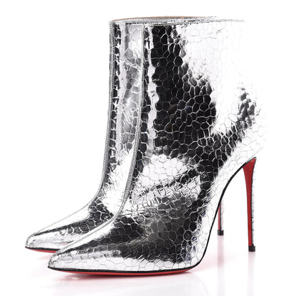 Christian Louboutin Calfskin Craquele So Kate Booty 110 Ankle Boots 40 Silver 3 of 8